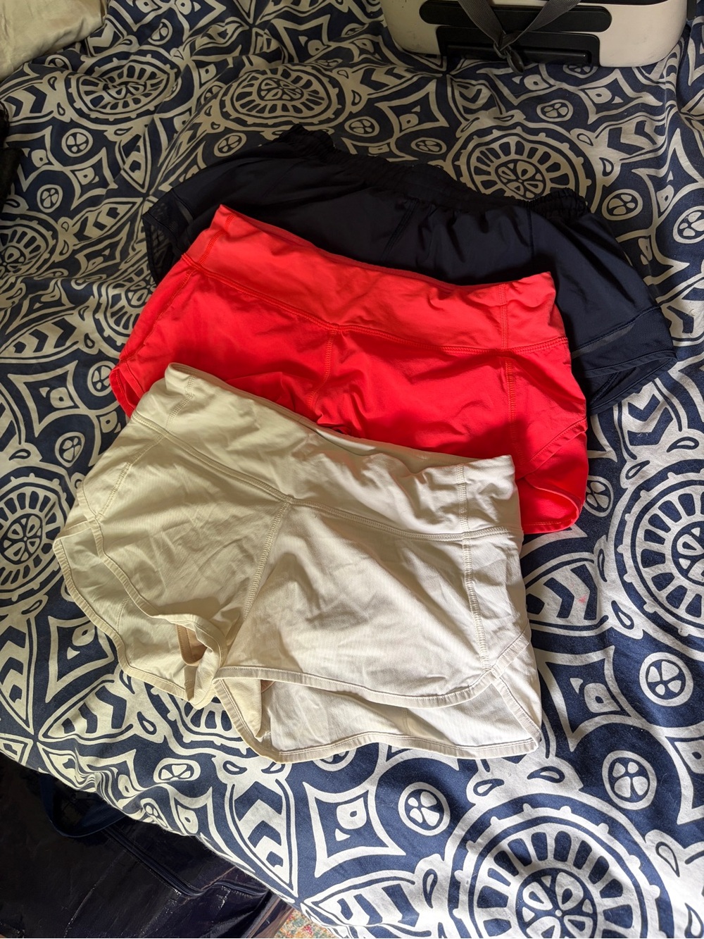 lululemon athletica Women’s Athletic Shorts — Black, Red & Cream